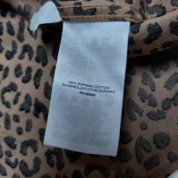 Lands' End Women's Sz 8 Supima Cotton Animal Print Button-Up No-Iron Tunic Shirt - Picture 4 of 7